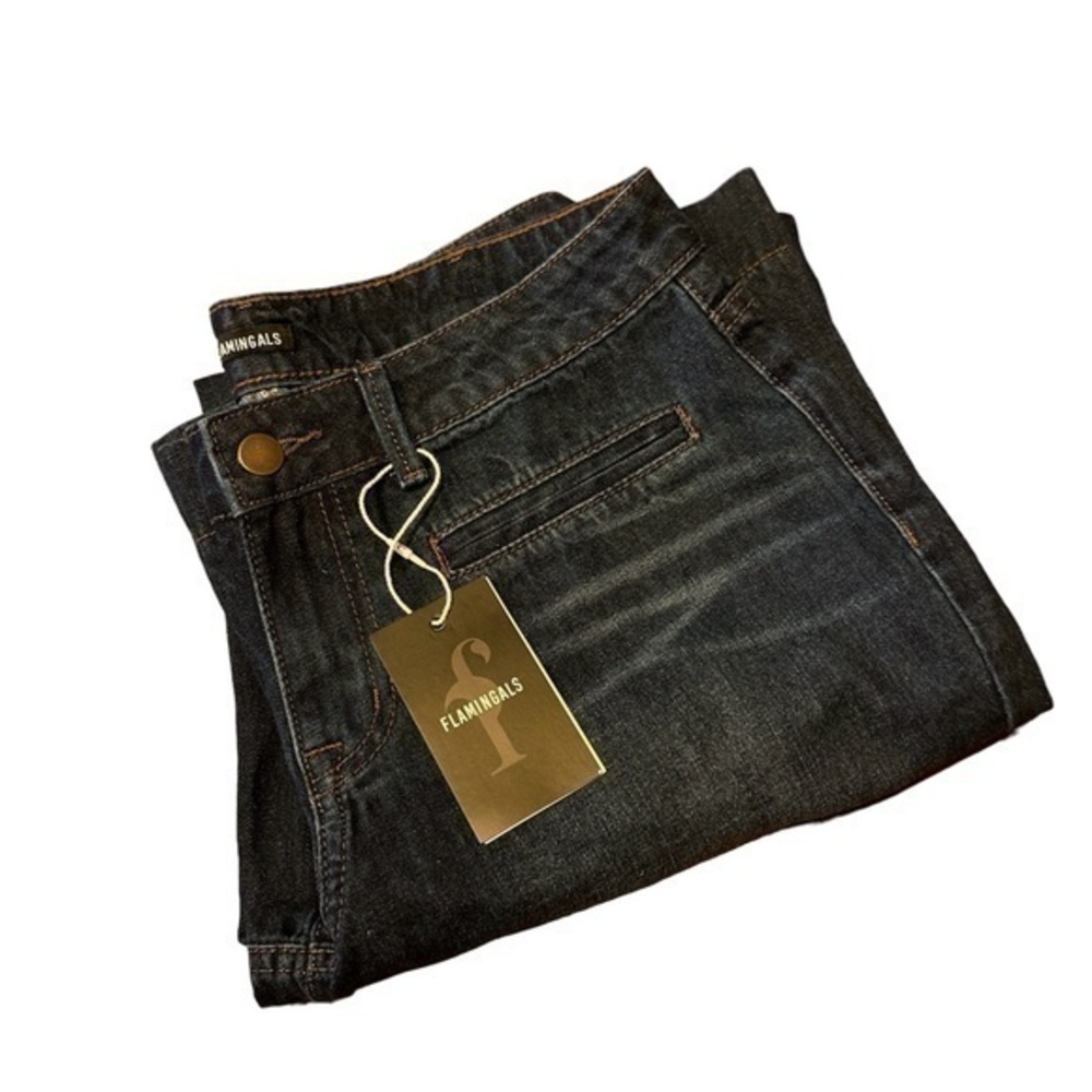 Flamingals Wide Leg Stretchy Jeans for Women - Low Rise Baggy Jeans - Medium
